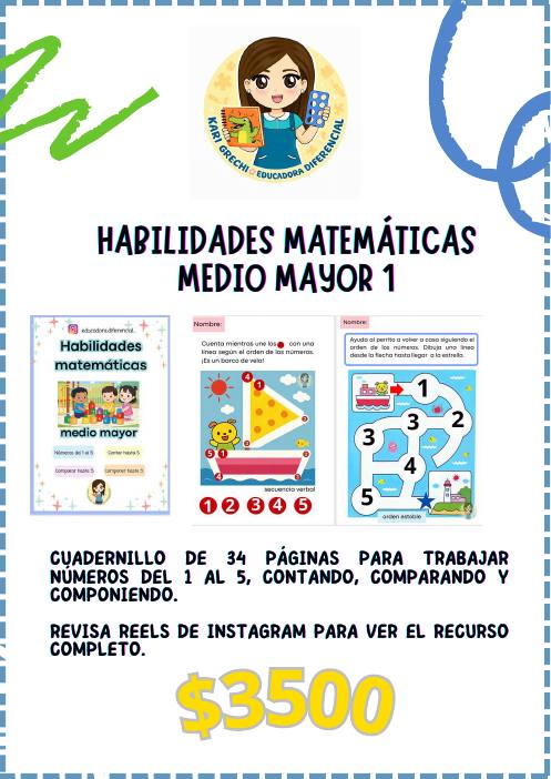 Ficha del catálogo: Habilidades matemáticas medio mayor 1