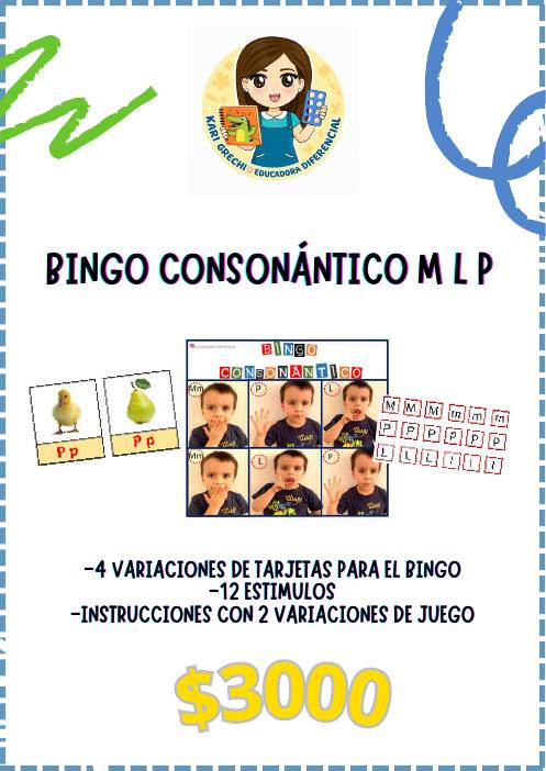 Ficha del catálogo: Bingo consonántico M L P
