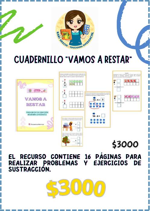 Ficha del catálogo: Cuadernillo Vamos a restar