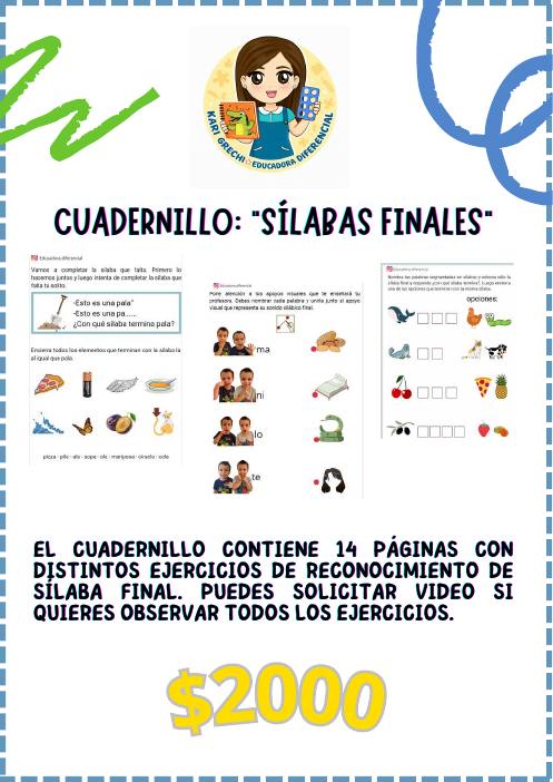 Ficha del catálogo: Cuadernillo sílabas finales