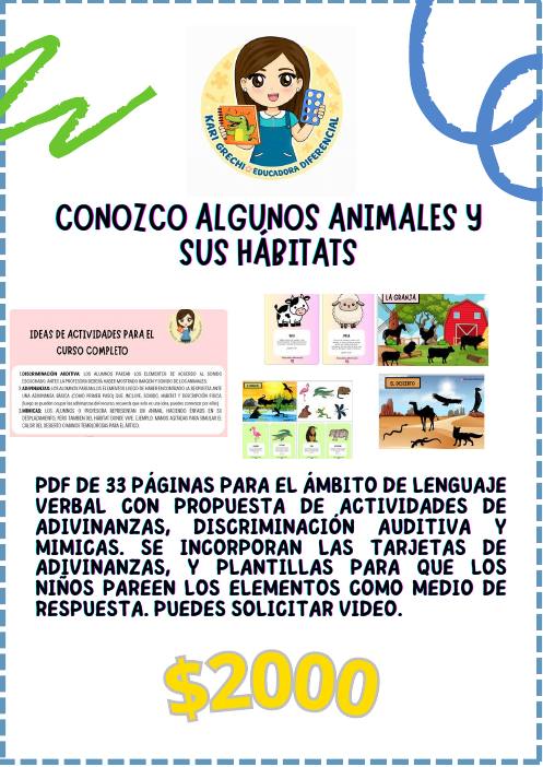 Ficha del catálogo: Conozco algunos animales y sus hábitats