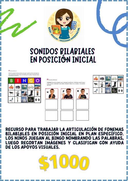 Ficha del catálogo: Sonidos bilabiales en posición inicial