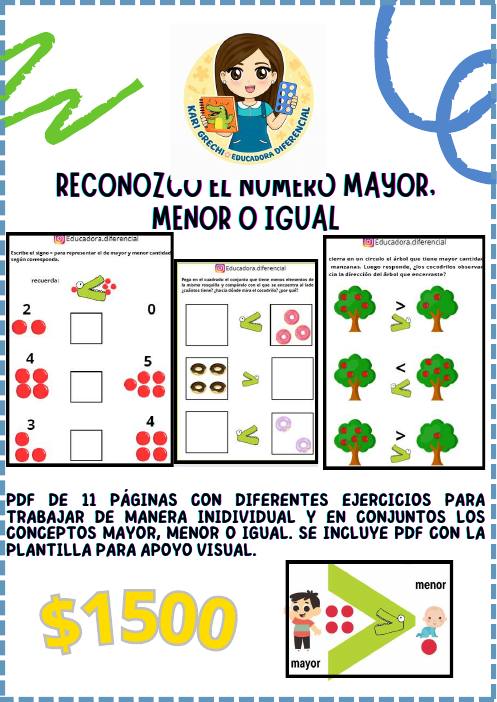 Ficha del catálogo: Reconozco el número mayor, menor o igual