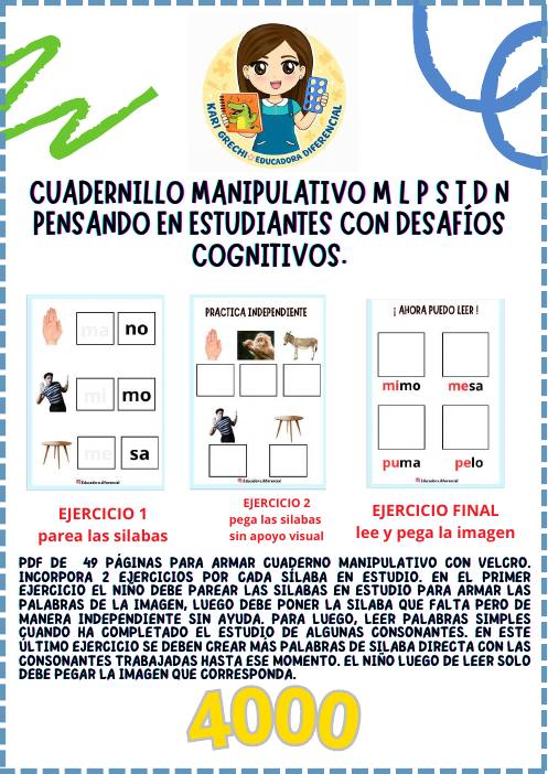 Ficha del catálogo: Cuadernillo manipulativo M L P S T D N