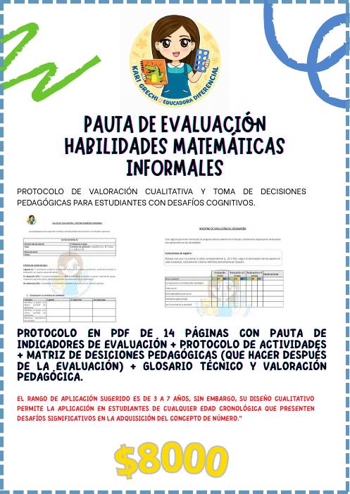 Ficha del catálogo: Pauta de evaluación de habilidades matemáticas informales